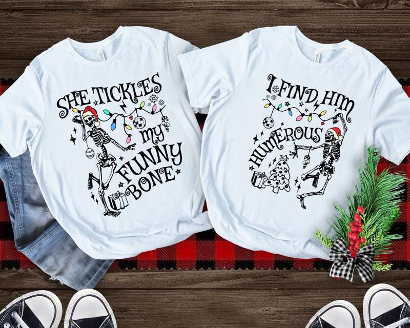 She tickles my funny bone (His) comfort colors Tshirt  unisex Christmas comfortable matching his hers short Sleeve Tops Menswear Man