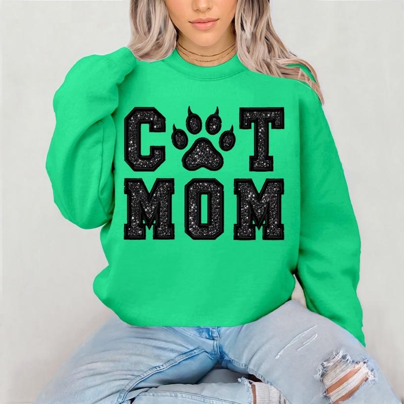 Cat Mom Embroidery with Appliqué