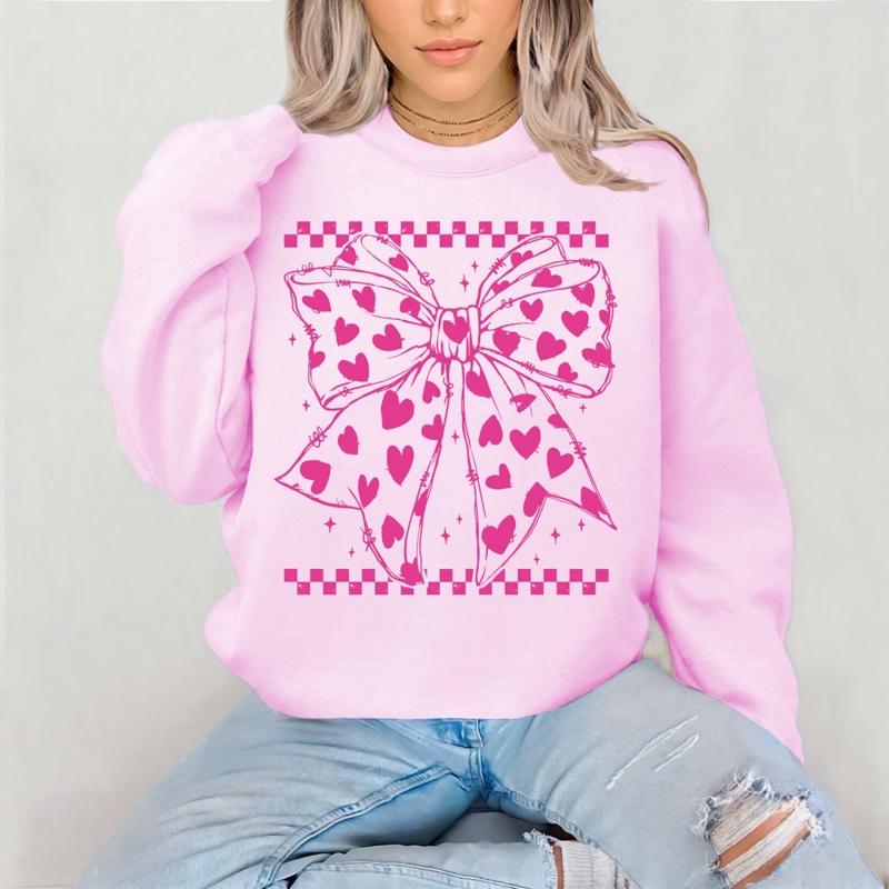 Checkered Bow with Hearts