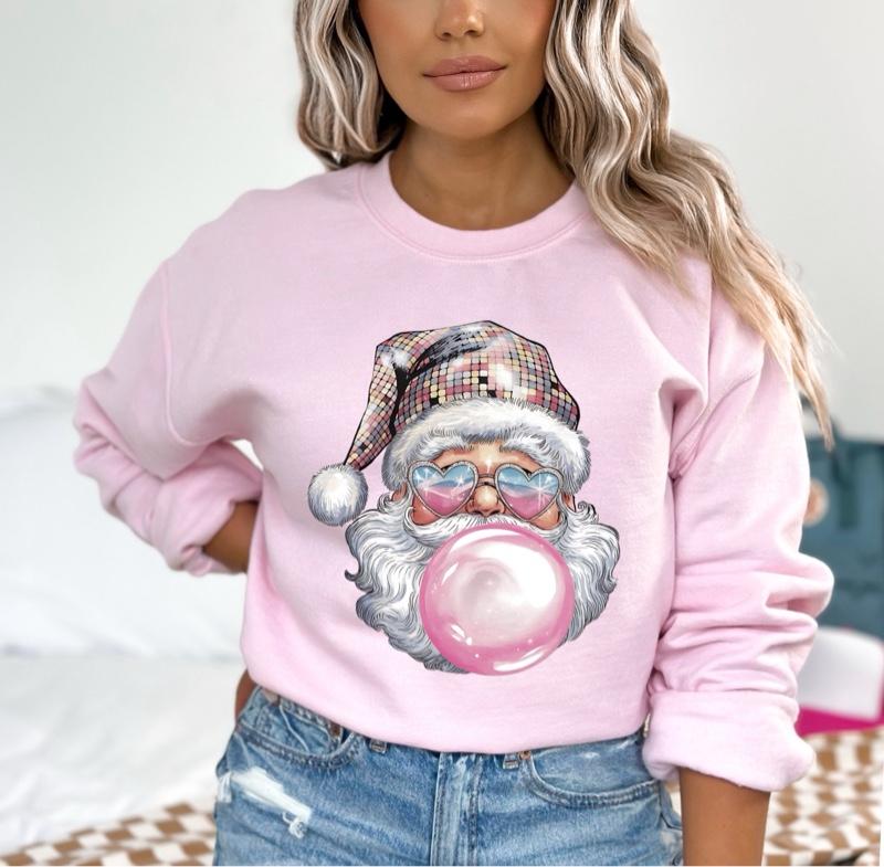 Vintage Santa Glam Crewneck Sweatshirt Gildan Everyday Style Shirtsleeve love casual comfortable super soft relaxed fit unisex Sizing womenswear Streetwear  vintage Crewneck Printed Loose Graphic Top