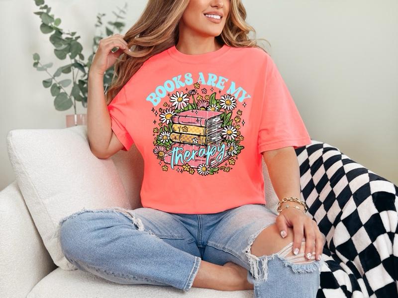 Books are My Therapy Floral