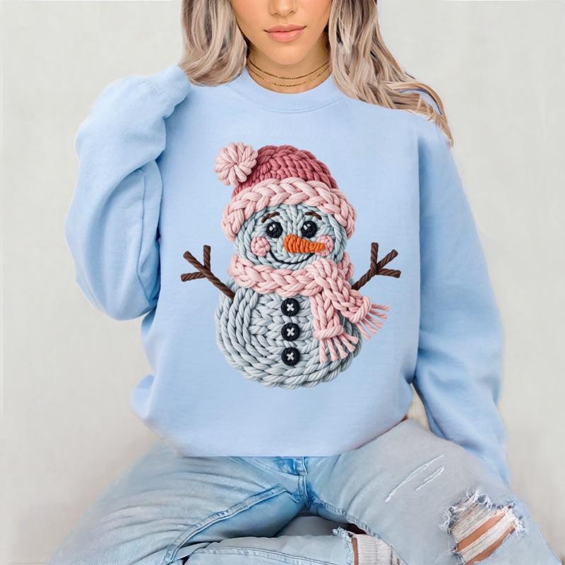 Blue Yarn Snowman FAUX YARN LOOK