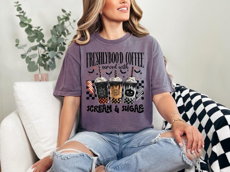 Freshly Boo’d T-shirt/Sweatshirt on Comfort Colors Summer Everyday Style Shirtsleeve love casual comfortable super soft relaxed fit unisex Sizing womenswear Streetwear  vintage Crewneck Printed Loose Graphic Top